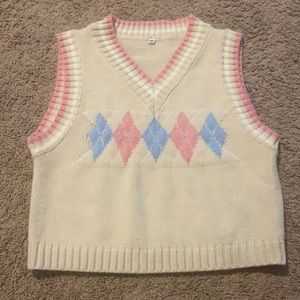 Cute pink and blue argyle print sweater vest